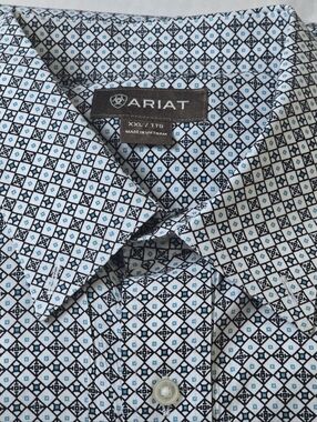 Ariat Long Sleeve Button Down Geometric Tile Print Mens XXL Stretch Shirt